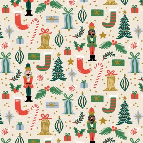 Holiday Classics - Deck The Halls - Cream Metallic - Cream Metallic by Rifle Paper Co. for C + Steel