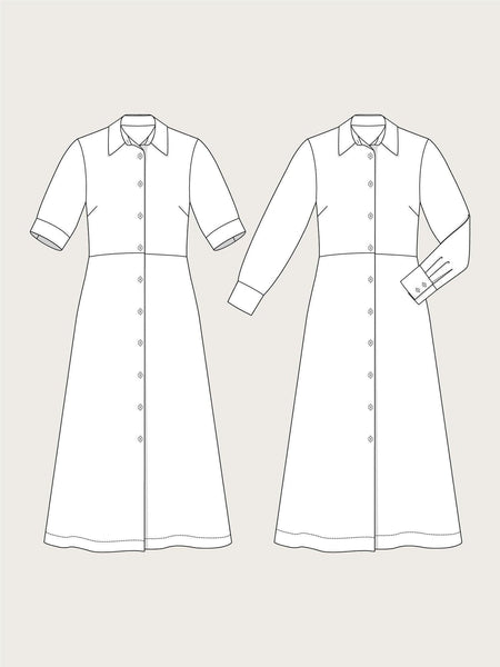 SHIRT DRESS PATTERN -- The Assembly Line Patterns Three Little Birds Sewing Co. SHIRT DRESS PATTERN -- The Assembly Line Patterns Three Little Birds Sewing Co.