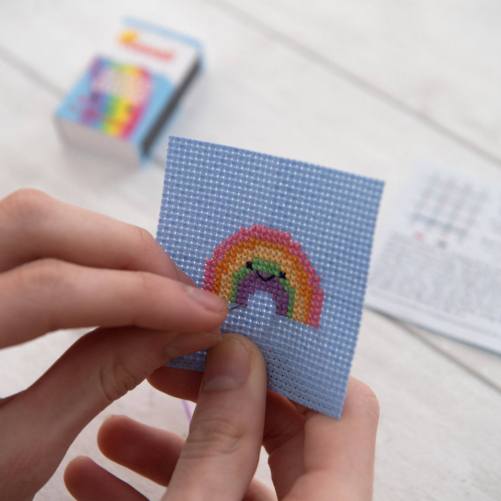 Kawaii Rainbow Arc Mini Cross Stitch Kit In A Matchbox