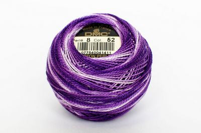 Perle Cotton size 8 87yd in Variegated Purple -- DMC – Three
