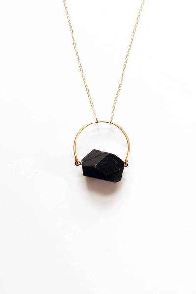 Black Tourmaline Arch Necklace