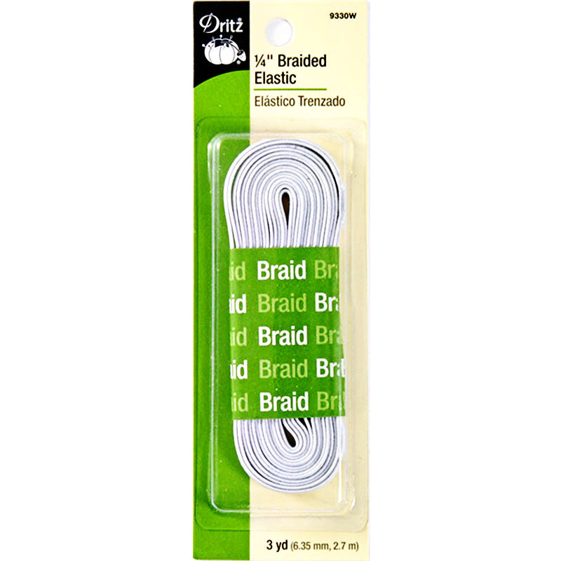 1/4"in White Braided Elastic 3yd -- Dritz