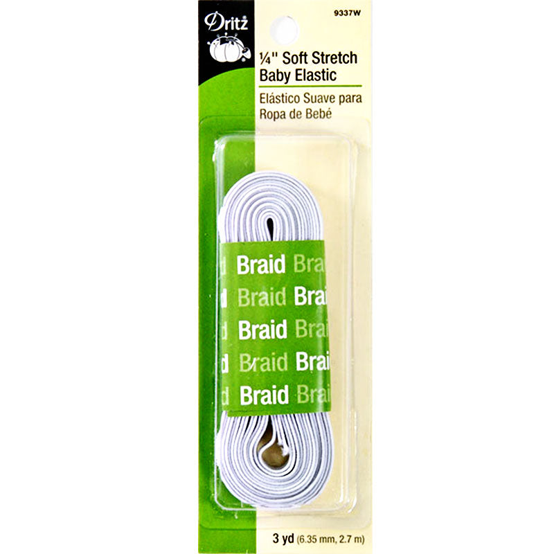 White Soft Stretch Elastic ¼" x 3yd -- Dritz