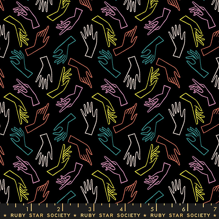 Gesture Hands in Black --Adorn by Rashida Coleman-Hale for Ruby Star Society -- Moda Fabric