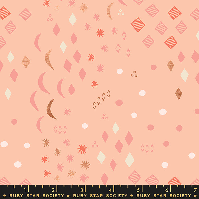 Moonrise Moons Celestial in Peach Blossom -- First Light by Ruby Star Society --- Moda Fabric