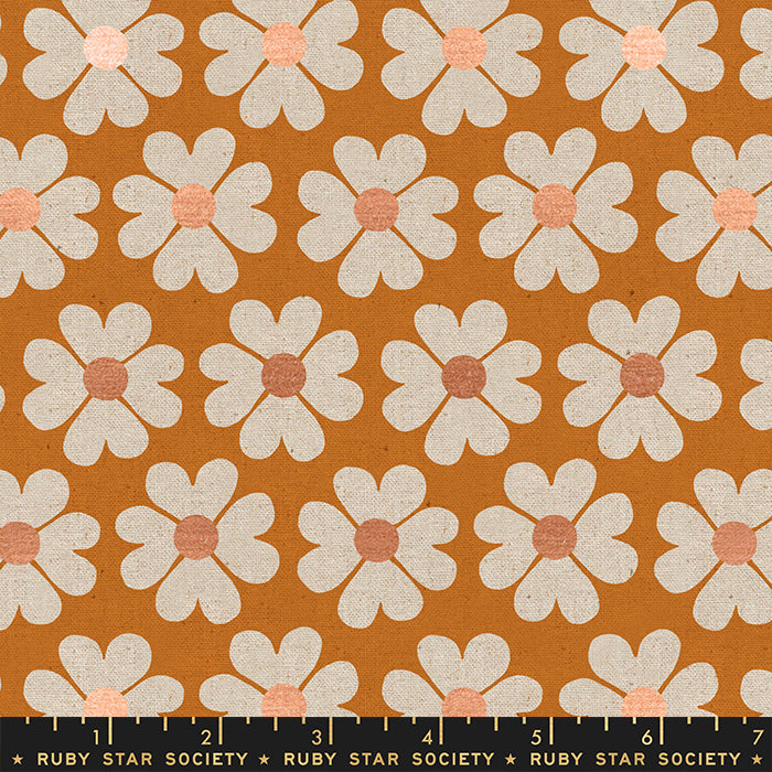 Heart Flowers Canvas in Caramel --- Unruly Nature by Jen Hewett for Ruby Star Society -- Moda Fabric