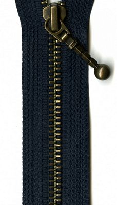 Antique Brass 26" Separating Zipper -- Navy