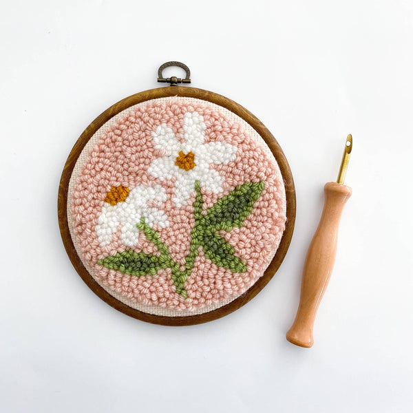 Punch Needle Kit Adulte Kit De Démarrage De Broderie De Fleurs Colorées Kit De Démarrage De Broderie De Bouquet Coloré Comprenant Un Cerceau À
