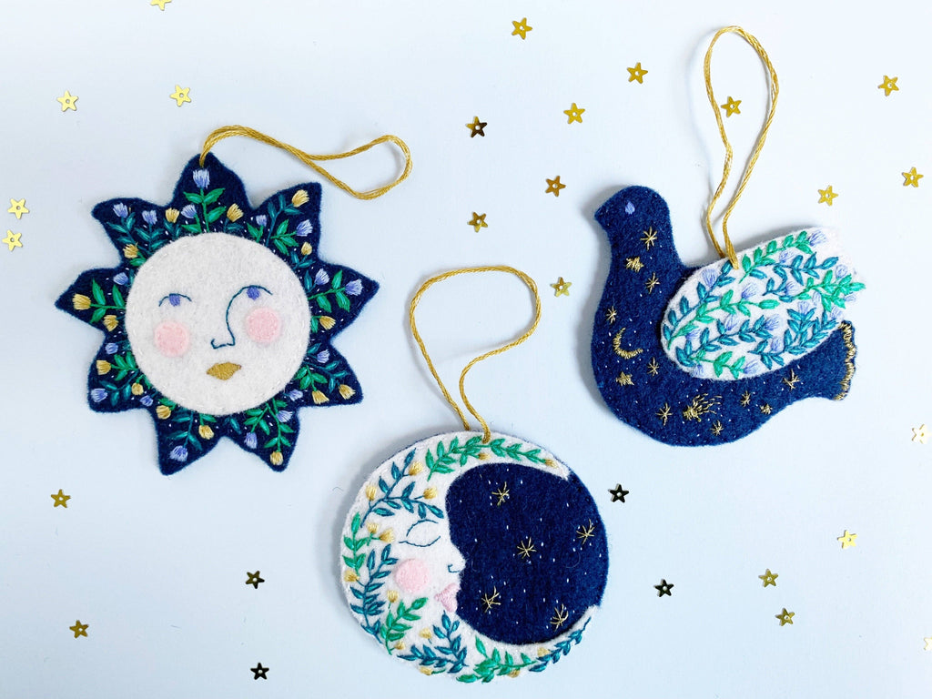 Embroidery kit - 100% wool felt Celestial Decorations kit