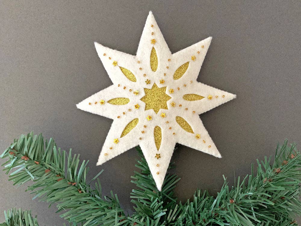 Embroidery kit - 100% beaded star Christmas tree topper kit