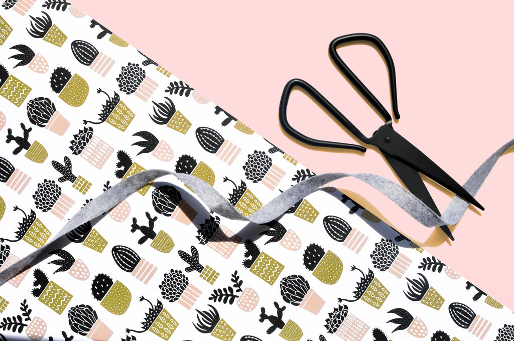 Mustard + Blush Succulents Wrapping Paper Sheet