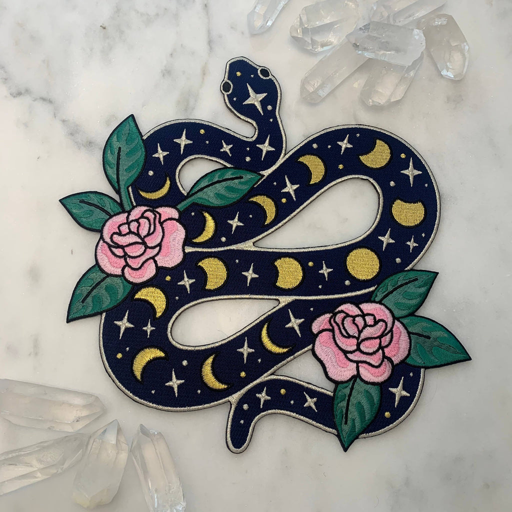Snake w/ Moon Phases XL Back Patch