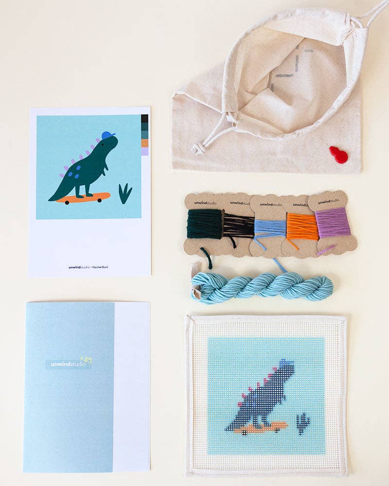 Dino The Skater - Needlepoint Kit for Kids