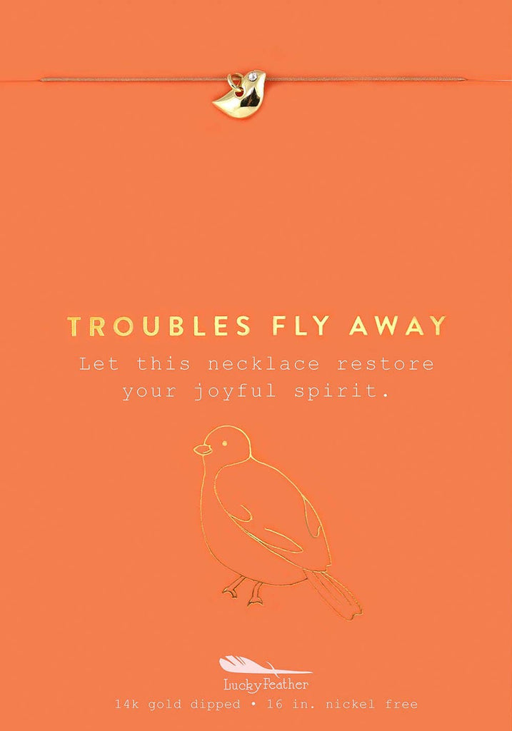 New Moon Gold Necklace - TROUBLES FLY/BIRD