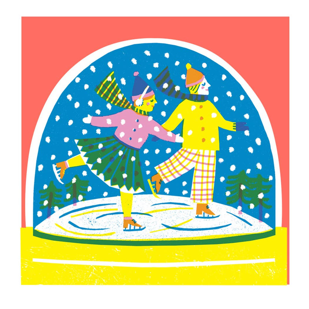 Ice Skaters Snowglobe Card