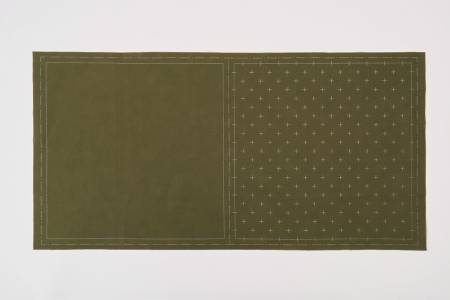 Cosmo Sashiko Cotton & Linen Precut Fabric - Kasuri - Khaki -- Lecien