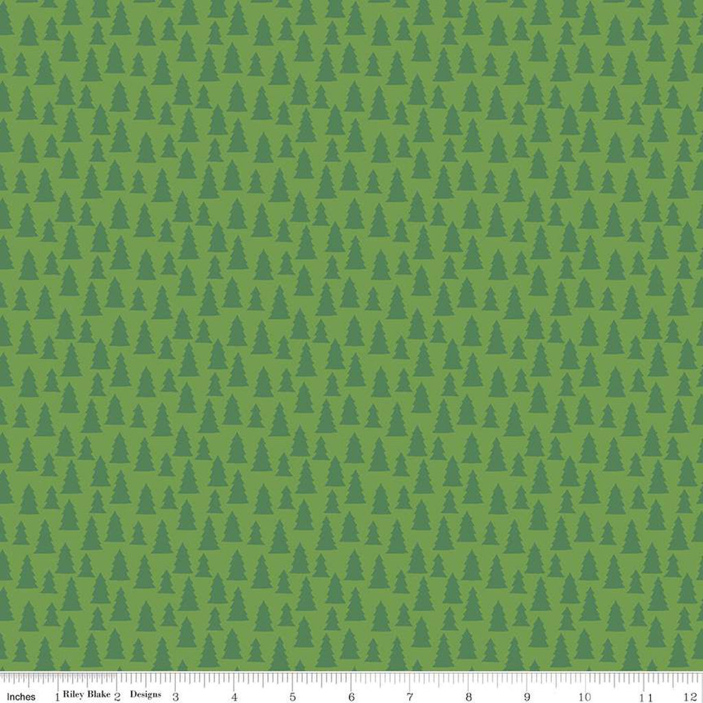Christmas Village Trees Green -- Christmas Village by Katherine Lenius for Riley Blake Designs