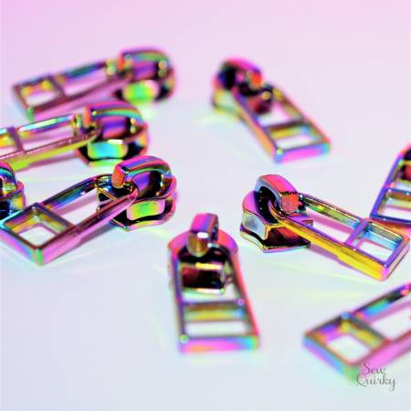 Iridescent Rainbow Zipper Pulls, 10 Pack - Size 5 -- Sew Quirky