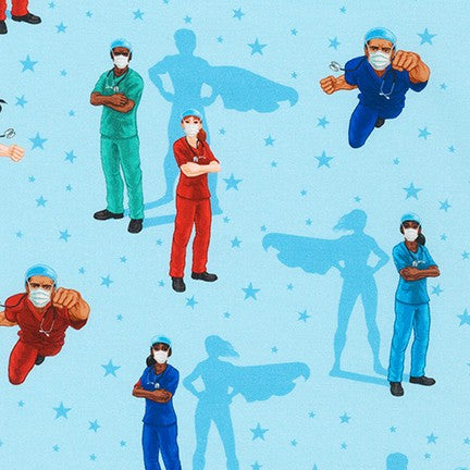 Frontline Heroes in Blue --- Robert Kaufman Fabrics
