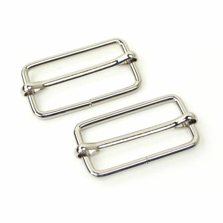 Two Slider Buckles 1 1/2" Nickel --- Sallie Tomato
