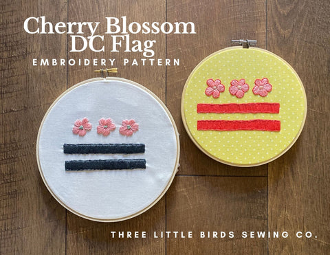 Cherry Blossom DC Flag Embroidery Kit --- Three Little Birds Sewing Co.