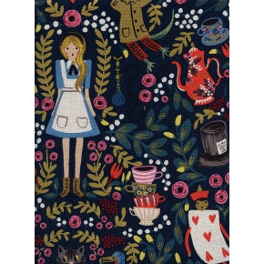 Wonderland - Wonderland - Navy Canvas Metallic Fabric -- Cotton + Steel Fabrics