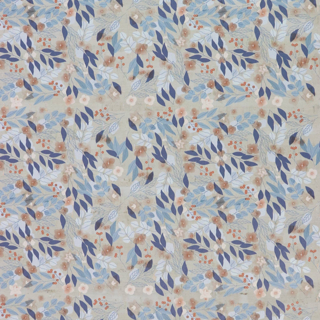 1/2 Yard Cut: Floral Frost Cork Fabric