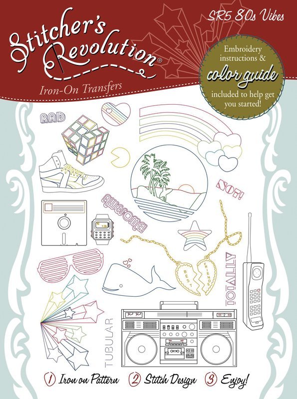 Stitcher's Revolution 80s Vibe Iron On Transfer Embroidery Pattern