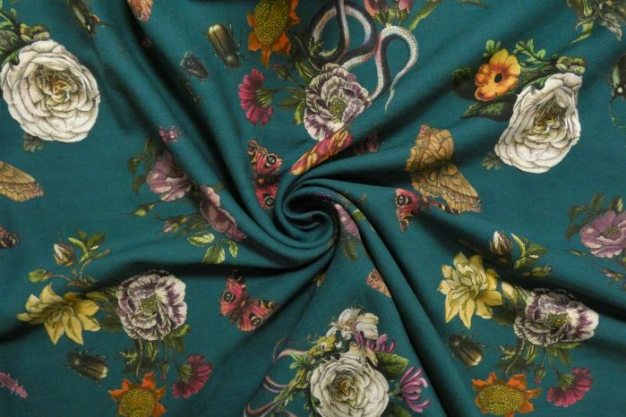 Cobra Corsage - Teal Viscose Challis Lawn -- Lady McElroy