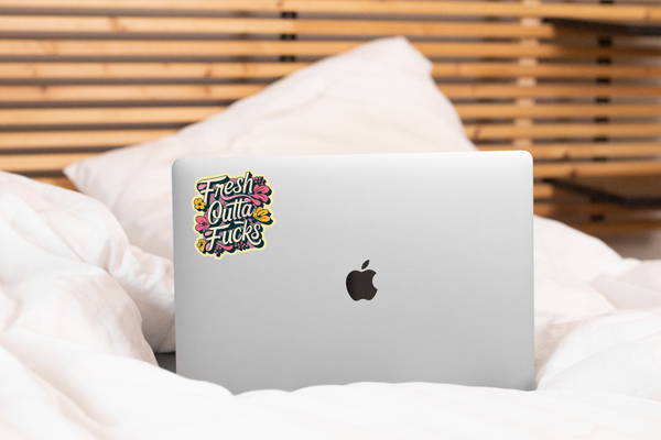Fresh Outta Fucks Sticker - swear funny, sassy, swear, pink