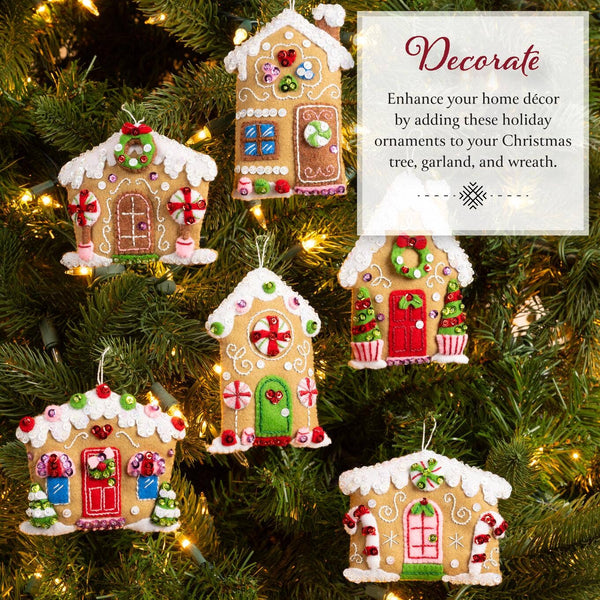 Bucilla ® Seasonal Felt Ornaments Kit - Candy Cottages