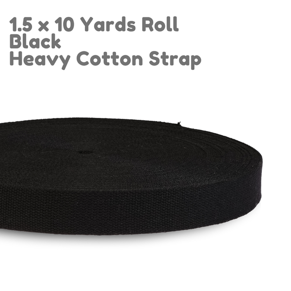 1.5"  Black Heavy Cotton Webbing for Sewing Roll
