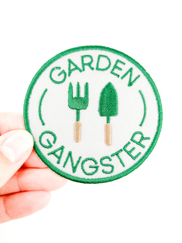 Garden Gangster Embroidered Iron On Patch Organic Farm Hats
