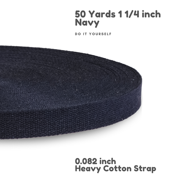 1.25 Inch Navy Blue Heavy Cotton Webbing Strap