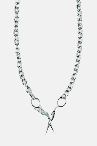 Stork Embroidery Scissor Necklace
