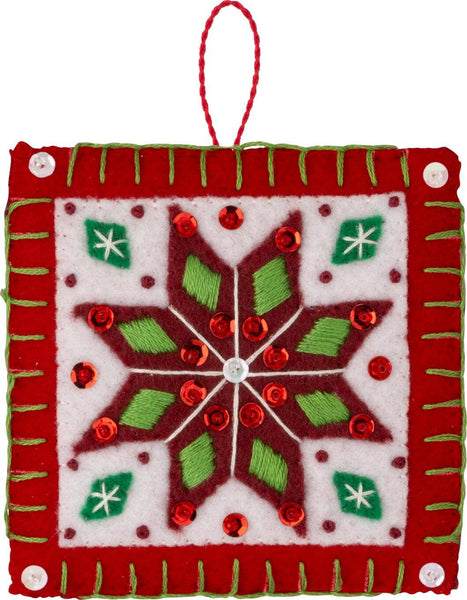 Bucilla Holiday Quilt Squares Felt Ornament Kit Set of 6