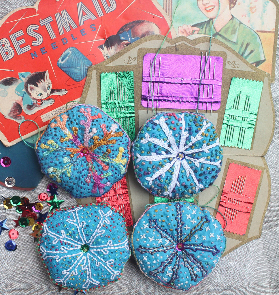 DIY Embroidered Snowflakes Ornaments