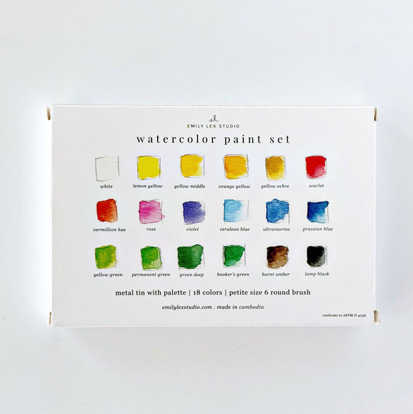 Watercolor paint set 18 colors with brush