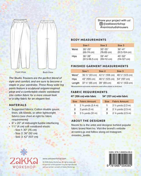 Studio Trousers Pattern -- Nani Iro