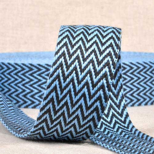 1 1/2" Webbing Chevron Black/Light Blue