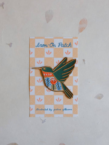 Hummingbird Iron-On Patch (New Size 2.63” x  2.75”)