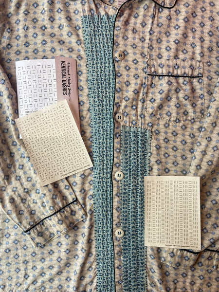 Vertical Dashes - Minimal Mending + Embellishment Transfer
