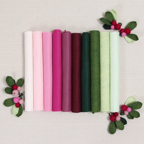 Wool Felt Sheets, Cranberry Christmas