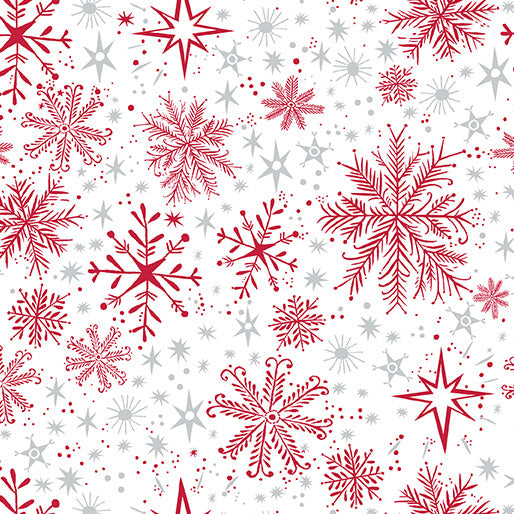 Snow Frost White/Red -- Magical Season  By KATIE DAISY -- Benartex Fabrics