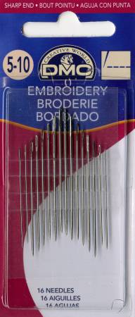 DMC Embroidery / Crewel Needles Assorted Sizes 5/10