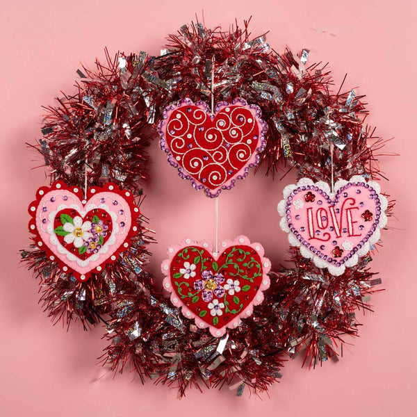 Bucilla® Seasonal Felt Ornaments Kit - Heartfelt Treasures