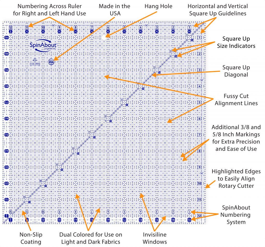 SpinAbout 12.5 in Square Ruler