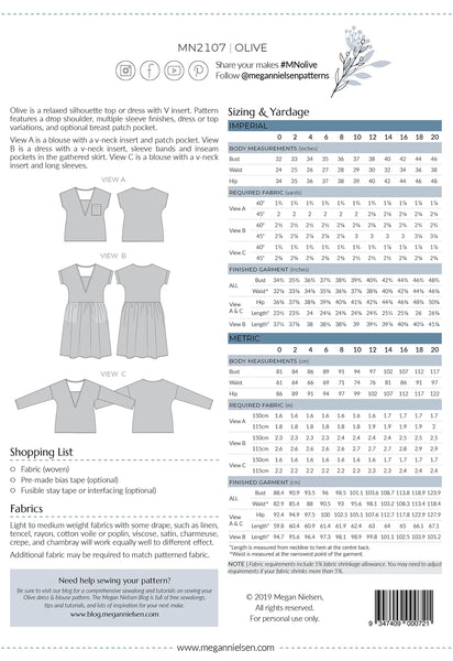 Olive SEWING PATTERN by Megan Nielsen