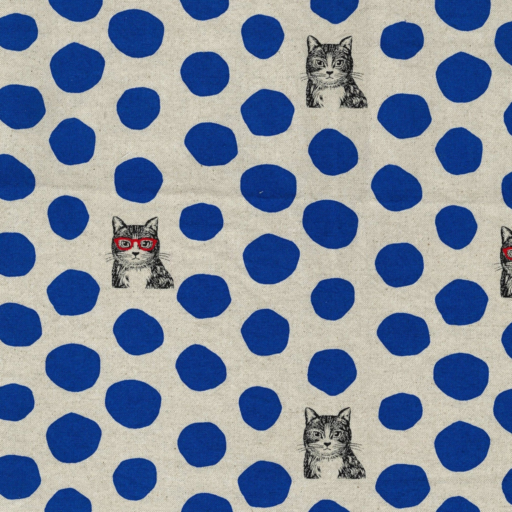 NekoNoe echino CAT CAT Blue Dots -- Kokka Fabrics