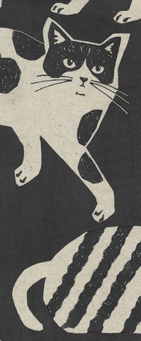 NekoNoe echino CAT CAT Black & White Canvas -- Kokka Fabrics